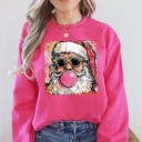 XL Heliconia Bright Pink Vintage Santa Sketched Christmas Bubble Gum Illustration Retro Cozy Festive Seasonal Sweatshirt