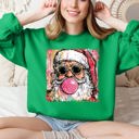 Medium Irish Bright Green Vintage Santa Sketched Christmas Bubble Gum Illustration Retro Cozy Festive Seasonal Sweatshirt