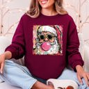 Medium Maroon Vintage Santa Sketched Christmas Bubble Gum Illustration Retro Cozy Festive Seasonal Sweatshirt