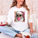 XL White Vintage Santa Sketched Christmas Bubble Gum Illustration Retro Cozy Festive Seasonal Sweatshirt