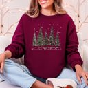 Small Maroon Winter Wonderland Christmas Trees Snow Scene With Pine Forest And Cozy Holiday Charm Sweatshirt
