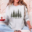 Large Ash Light Gray Winter Wonderland Christmas Trees Snow Scene With Pine Forest And Cozy Holiday Charm Sweatshirt