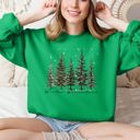 Large Irish Bright Green Winter Wonderland Christmas Trees Snow Scene With Pine Forest And Cozy Holiday Charm Sweatshirt