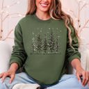 XXXL Military Green Winter Wonderland Christmas Trees Snow Scene With Pine Forest And Cozy Holiday Charm Sweatshirt