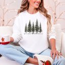 Small White Winter Wonderland Christmas Trees Snow Scene With Pine Forest And Cozy Holiday Charm Sweatshirt
