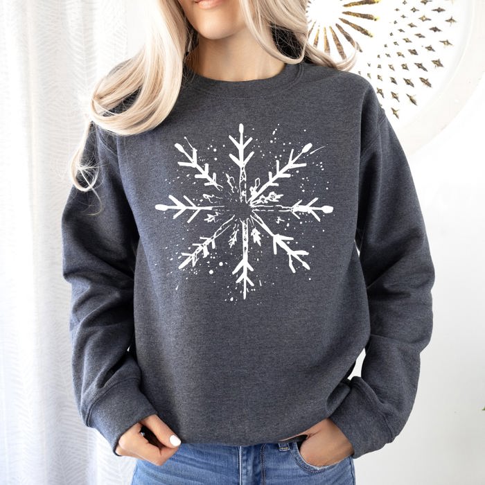 Snowflake Winter Cozy Nighttime Snowflake Pattern Across Winter Wonderland Sweatshirt