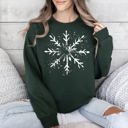 Large Forest Green Snowflake Winter Cozy Nighttime Snowflake Pattern Across Winter Wonderland Sweatshirt