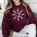 Medium Maroon Snowflake Winter Cozy Nighttime Snowflake Pattern Across Winter Wonderland Sweatshirt