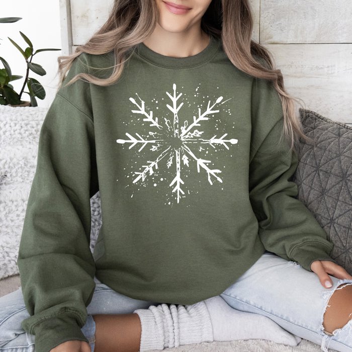 Snowflake Winter Cozy Nighttime Snowflake Pattern Across Winter Wonderland Sweatshirt