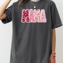 Medium Pepper Dark Gray Adorable Mama Patterned Hearts Love Valentine Leopard Checkered Pumpkin Comfort Colors Tee