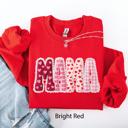 Medium Red Adorable Mama Valentine's Day Hearts Patterned Retro Style Cozy Fleece Sweatshirt