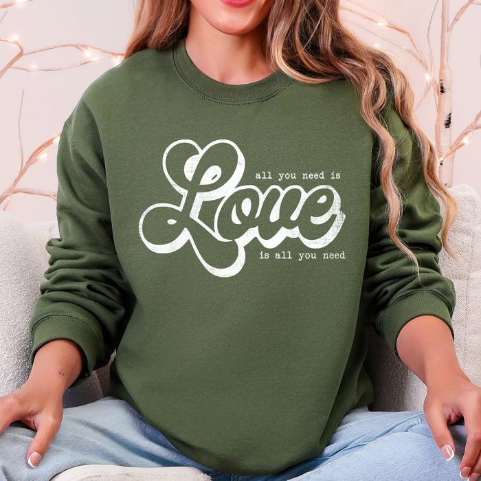 All You Need Is Love, Love Is All You Need Valentine's Day Retro Soft Cozy Sweatshirt
