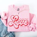 XXL Light Pink All You Need Is Love, Love Is All You Need Valentine's Day Retro Soft Cozy Sweatshirt