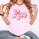 Small Blossom Light Pink All You Need Is Love, Love Is All You Need Autumn Leopard Pumpkin Print Comfort Colors Tee
