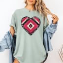 XXXL Bay Light Sage Aztec Cowboy Heart Leopard Print Checkered Pumpkin Motifs Autumn Vibe Comfort Colors Tee