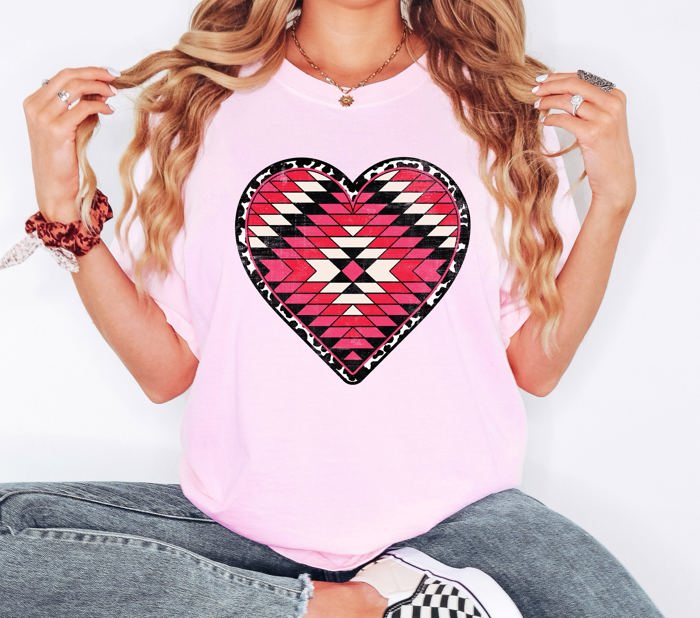 Aztec Cowboy Heart Leopard Print Checkered Pumpkin Motifs Autumn Vibe Comfort Colors Tee