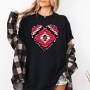 Small Black Aztec Cowboy Heart Leopard Print Checkered Pumpkin Motifs Autumn Vibe Comfort Colors Tee