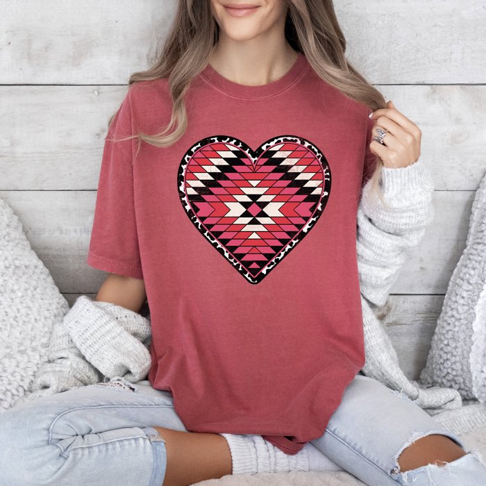 Aztec Cowboy Heart Leopard Print Checkered Pumpkin Motifs Autumn Vibe Comfort Colors Tee