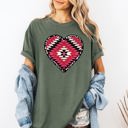 Small Moss Dark Green Aztec Cowboy Heart Leopard Print Checkered Pumpkin Motifs Autumn Vibe Comfort Colors Tee