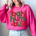 Medium Heliconia Bright Pink Bah Humbug Naughty List Anti Christmas Santa Party Holiday Graphic Cozy Sweatshirt