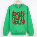 Medium Irish Bright Green Bah Humbug Naughty List Anti Christmas Santa Party Holiday Graphic Cozy Sweatshirt