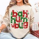 Large Sand Bah Humbug Naughty List Anti Christmas Santa Party Holiday Graphic Cozy Sweatshirt