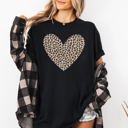 Large Black Classic Leopard Print Valentine's Day Heart Love Retro Design Comfort Colors Tee