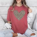 Large Crimson Red Classic Leopard Print Valentine's Day Heart Love Retro Design Comfort Colors Tee