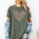 XL Moss Dark Green Classic Leopard Print Valentine's Day Heart Love Retro Design Comfort Colors Tee