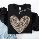 Small Black Classic Leopard Print Valentine's Day Heart Love Retro Soft Cozy Vintage Sweatshirt