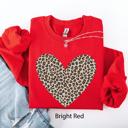 Large Red Classic Leopard Print Valentine's Day Heart Love Retro Soft Cozy Vintage Sweatshirt