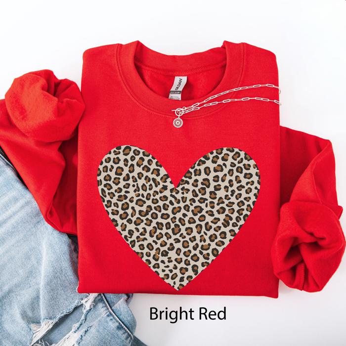 Classic Leopard Print Valentine's Day Heart Love Retro Soft Cozy Vintage Sweatshirt