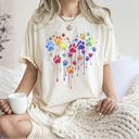  Colorful Dog Paw Print Heart Love Valentine's Day For Dog Lovers Essentials Limited Edition Comfort Colors Tee