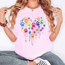 Medium Blossom Light Pink Colorful Dog Paw Print Heart Love Valentine's Day For Dog Lovers Essentials Limited Edition Comfort Colors Tee