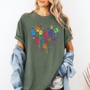 Large Moss Dark Green Colorful Dog Paw Print Heart Love Valentine's Day For Dog Lovers Essentials Limited Edition Comfort Colors Tee