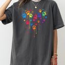 XXXL Pepper Dark Gray Colorful Dog Paw Print Heart Love Valentine's Day For Dog Lovers Essentials Limited Edition Comfort Colors Tee