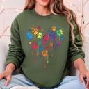  Colorful Dog Paw Print Heart Love Valentine's Day Cozy Graphic For Dog Lovers Sweatshirt