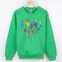 XXL Irish Bright Green Colorful Dog Paw Print Heart Love Valentine's Day Cozy Graphic For Dog Lovers Sweatshirt