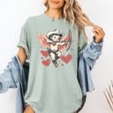 Small Bay Light Sage Cowboy Cupid Retro Valentine's Day Cute Love Graphic Illustration Comfort Colors Tee