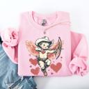 Large Light Pink Cowboy Cupid Retro Valentine's Day Love Graphic Inspired By Classic Americana Nostalgia Sweatshirt