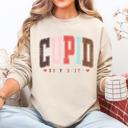 Small Sand Cupid University Classic Valentine's Day Love Hearts Retro Varsity Campus Lover Nostalgia Graphic Sweatshirt