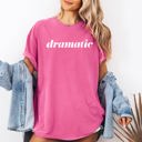 Medium Crunchberry Pink Am I The Drama Sassy Valentines Day Cupid University Varsity Style Comfort Colors Tee