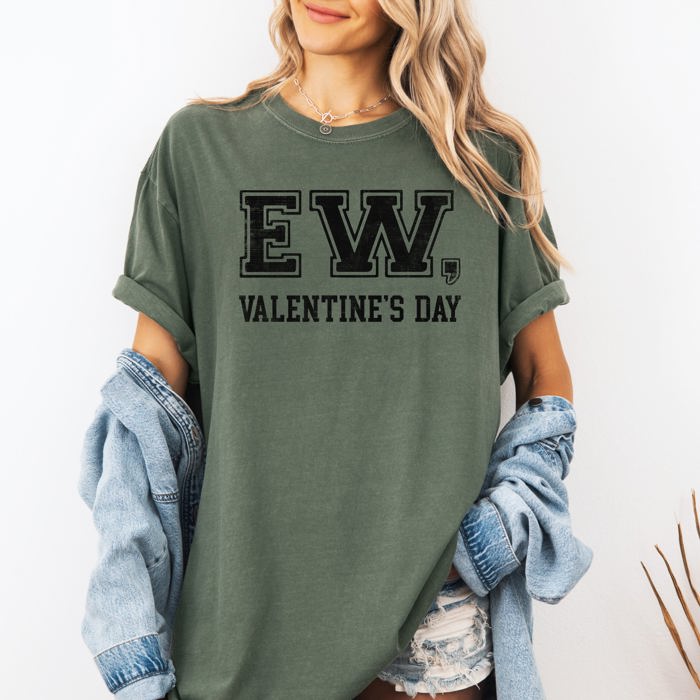 Ew Valentine's Day Single Funny Anti Love Am I The Drama Cupid University Retro Varsity Vibe Comfort Colors Tee