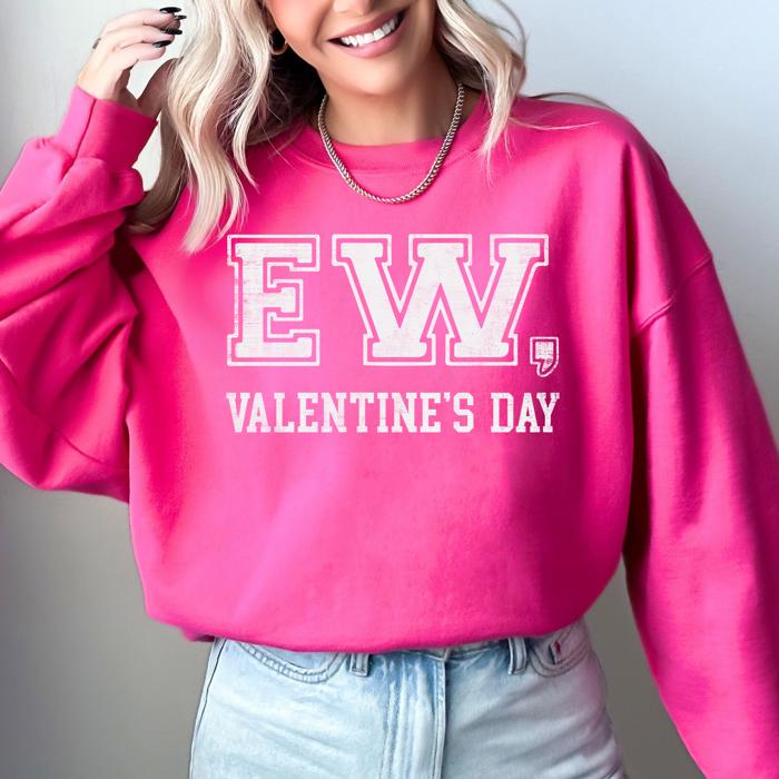 Ew Valentine's Day Anti Love Single Life Camouflage Faith Message Graphic Sweatshirt