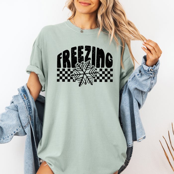 Freezing Retro Checkered Snowflake Winter Cold Am I The Drama Cupid University Valentines Day Inspired Comfort Colors Tee