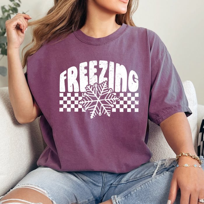 Freezing Retro Checkered Snowflake Winter Cold Am I The Drama Cupid University Valentines Day Inspired Comfort Colors Tee