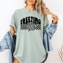 Large Bay Light Sage Freezing Retro Checkered Snowflake Winter Cold Am I The Drama Cupid University Valentines Day Inspired Comfort Colors Tee