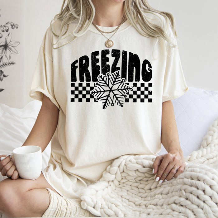 Freezing Retro Checkered Snowflake Winter Cold Am I The Drama Cupid University Valentines Day Inspired Comfort Colors Tee