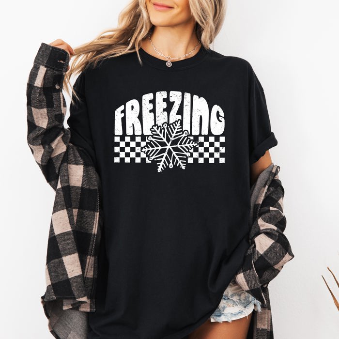 Freezing Retro Checkered Snowflake Winter Cold Am I The Drama Cupid University Valentines Day Inspired Comfort Colors Tee