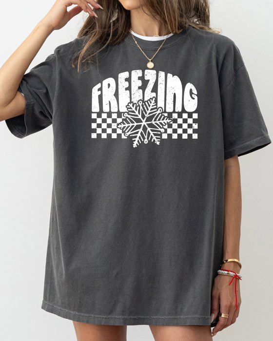 Freezing Retro Checkered Snowflake Winter Cold Am I The Drama Cupid University Valentines Day Inspired Comfort Colors Tee